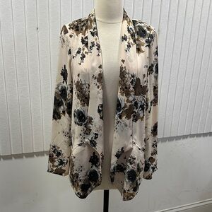 Astr Floral Blazer in Cream and Brown